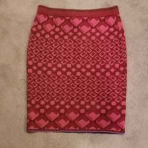 NWT Diane Von Furstenberg pink geometric knit skirt